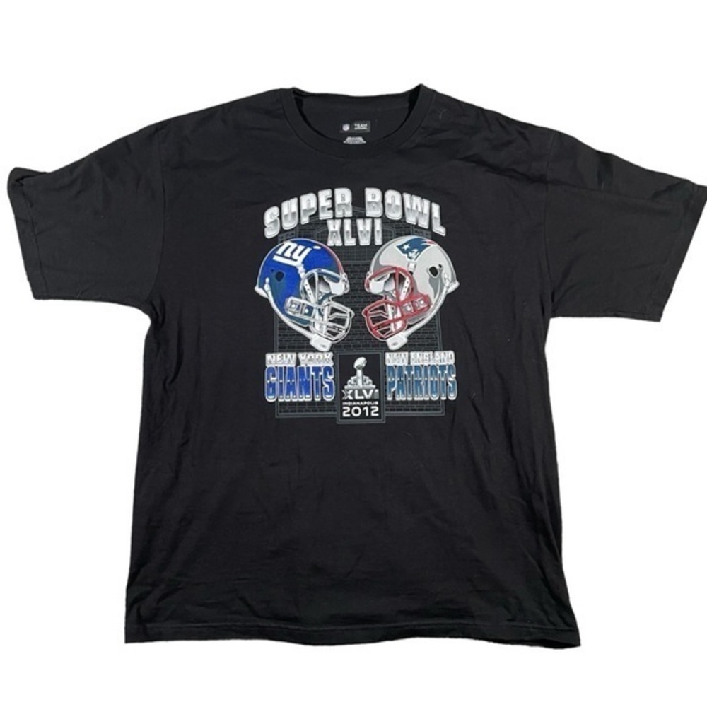 NFL Team Apparel Mens 2012 Super‎ Bowl XLVI Giants Patriots Tee Shirt Black XL